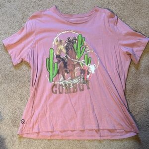 Girls' Pink Cowboy Graphic Short Sleeve Tee